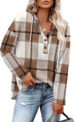 RUMIA Womens Tops V Neck Button Sweatshirt for Ladies Pullover Lengthy Sle... - Image 2