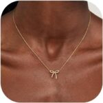 Risamil 14K Gold Plated Necklace for Girls - Bow Necklace - Dainty Nec... - Image 2