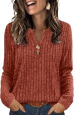 SAMPEEL Womens Sweaters Light-weight Lengthy Sleeve Shirts V Neck Tops wit... - Image 2