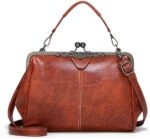 Segater® Girls Retro Hole Oil Wax PU Leather-based Purse Kiss Lock Cross... - Image 2