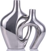 Silver Hole Ceramic Vases Set of two - Trendy Nordic Boho ins Type Va... - Image 2