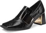 TDD Loafers for Ladies Patent Leather-based Buckle Sq. Toe Chunky Block Dr... - Image 2