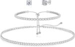 Tennis Necklace Bracelet for Ladies, Sterling Sliver, Dainty Chocker Ne... - Image 2