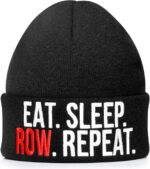 VELENTI Rowing Beanie Hat – Eat Sleep Row Repeat Embroidered Knit Wint... - Image 2