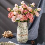 Classic Inexperienced and Beige Vase, Giant Spherical Ceramic Floral Vases, Retro ... - Image 2