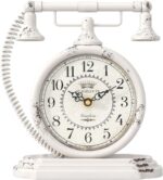 Classic Desk Clock, Desk and Shelf Decor Clock, White Vintage Telepho... - Image 2