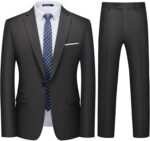 WULFUL Males's 2 Piece Slim Match Swimsuit Set One Button Blazer Jacket Pants ... - Image 2