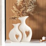 White Ceramic Vase Set of two for Residence Decor,Minimalist Nordic Boho Vase... - Image 2