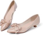Womens Low Kitten Heels Dressy Sneakers Work Snug Closed Toe Flowe... - Image 2
