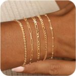 adoyi Gold Bracelets for Girls, 14K Gold Plated Stackable Bracelet Sta... - Image 2
