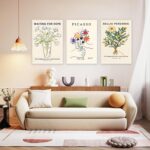 3Pcs Framed Picasso Flower Wall Artwork Daisy Canvas Prints Minimalist Lin... - Image 3