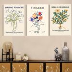 3Pcs Framed Picasso Flower Wall Artwork Daisy Canvas Prints Minimalist Lin... - Image 7