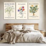 3Pcs Framed Picasso Flower Wall Artwork Daisy Canvas Prints Minimalist Lin... - Image 8