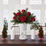 Totally Glazed White Ceramic Bow Vase 9.64 in Distinctive Cute Trendy Decorat... - Image 4