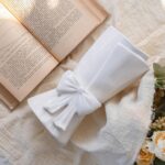 Totally Glazed White Ceramic Bow Vase 9.64 in Distinctive Cute Trendy Decorat... - Image 9