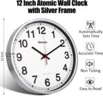 Geevon 12 Inch Atomic Wall Clock - Self-Setting Analog Clock with Auto... - Image 3