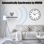 Geevon 12 Inch Atomic Wall Clock - Self-Setting Analog Clock with Auto... - Image 5
