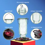 Extra Birds Classic Hummingbird Feeder, Vintage Glass Bottle, 5 Feeding... - Image 4