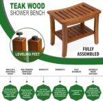 Teak Bathe Bench 21 Inch, Absolutely Assembled Wooden Bathtub Stool for Bathe ... - Image 3