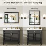 28x36 Inch Black Rest room Mirror for Wall, Thick Steel Framed Rectangl... - Image 6