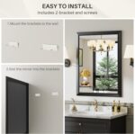 28x36 Inch Black Rest room Mirror for Wall, Thick Steel Framed Rectangl... - Image 8
