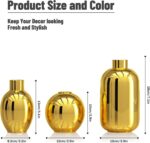 Shiny Gold Ceramic Flower Vase Set of three,Gold Trendy Spherical Ornamental ... - Image 3