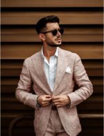 UNINUKOO Linen Go well with for Males Summer season Marriage ceremony 2 Piece Go well with Set Peak Lapel... - Image 5