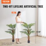 VEVOR Synthetic ​Palm Tree, 4 FT Tall Fake Plant with 10 Synthetic L... - Image 3