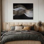ZENPEE Trendy Gold and White Wave Wall Artwork, Hand Painted on Canvas, Bl... - Image 5