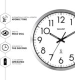 Sharp Atomic Analog Wall Clock - 12" Silver Brushed End - Units Auto... - Image 4