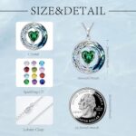Birthstone Necklace for Girls Celtic Moon Pendant Blue Crystal Necklac... - Image 5