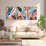 Framed 3Pcs Tropical Floral Wall Artwork Colourful Canvas Prints with Tropi... - Image 6