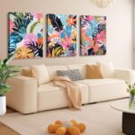 Framed 3Pcs Tropical Floral Wall Artwork Colourful Canvas Prints with Tropi... - Image 7
