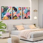 Framed 3Pcs Tropical Floral Wall Artwork Colourful Canvas Prints with Tropi... - Image 9