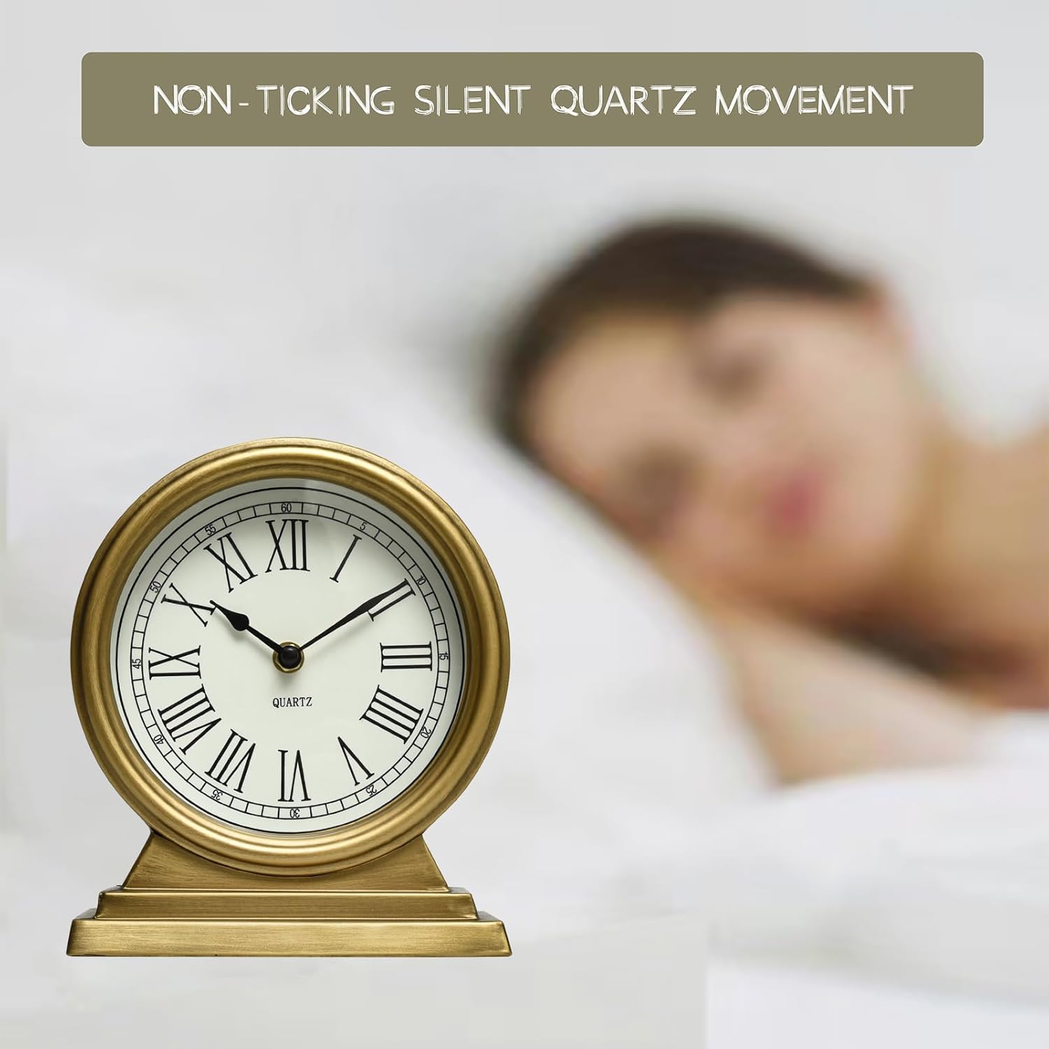 Gold Mantle Clock – Classic Fashion Desk Clock for Dwelling Room Décor,Vi... - Image 8