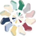 Child Socks, 12 Pairs Toddler Ankle Socks Non Slip Cotton Grip for Newb... - Image 3
