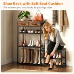 Shoe Rack Bench with Gentle Cushioned Seat, 5-Tier Shoe Storage Set up... - Image 4
