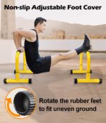 TABEKE Push Up Bar, 14'' Excessive Metal Parallettes & Dip Bar with Full Co... - Image 6