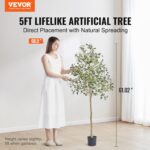 VEVOR Synthetic Olive Tree, 5 FT Tall Fake Plant, Safe PE Materials ... - Image 3