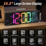 16.5" Giant LED Wall Clock with Bluetooth Sync, Evening Gentle, DST, 2 Al... - Image 3