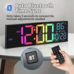16.5" Giant LED Wall Clock with Bluetooth Sync, Evening Gentle, DST, 2 Al... - Image 5