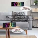 16.5" Giant LED Wall Clock with Bluetooth Sync, Evening Gentle, DST, 2 Al... - Image 9