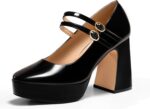 Coutgo Womens Mary Jane Platform Excessive Heels Chunky Block Heel Closed T... - Image 6