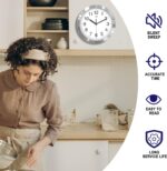 HITO 10 Inch Silent Wall Clock Battery Operated Non Ticking Glass Cove... - Image 4