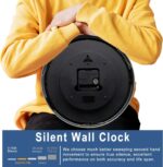 HITO 10 Inch Silent Wall Clock Battery Operated Non Ticking Glass Cove... - Image 5