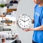 HITO 10 Inch Silent Wall Clock Battery Operated Non Ticking Glass Cove... - Image 6