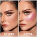 Baked Blush for Cheeks, 2 in 1 Powder Blush Palette and Highlighter, C... - Image 3