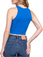 Ladies Sleeveless Cami Crop Tank Tops Racerback Excessive Halter Neck Shirts - Image 7