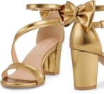 Chunky Heels for Girls Marriage ceremony: Snug Girls Bow Heel Sandals fo... - Image 6