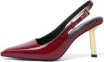 RIBONGZ Slingback Heels for Ladies Kitten Heels Closed Pointed Toe Ankl... - Image 3